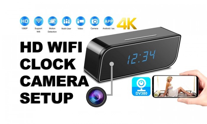 4K Live Wifi IP Camera Clock Night Vision IP Camera